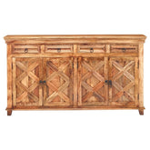 X - Design Long Rustic Sideboard with 4 Doors and Drawers and Plenty of Storage